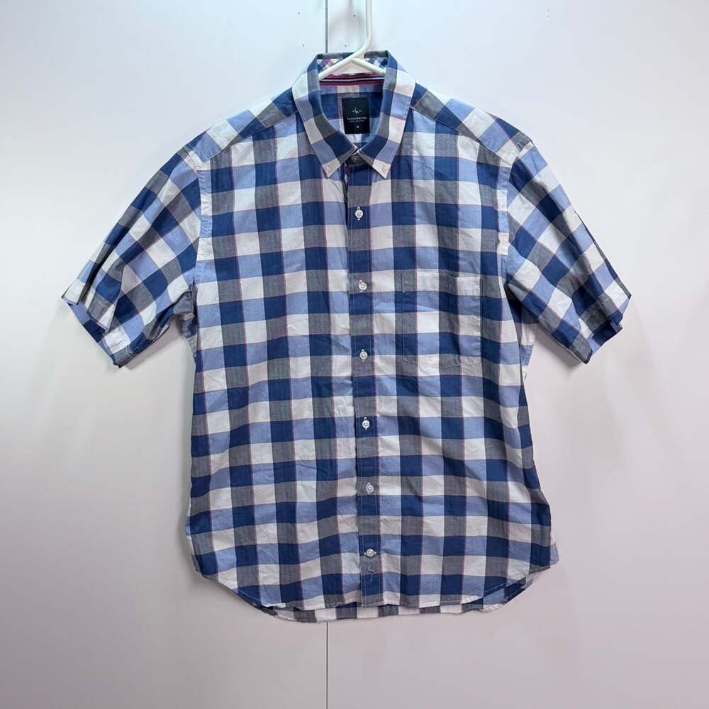 Men's Tailorbyrd Collection Plaid Short-Sleeve Button-Down Shirt Size M